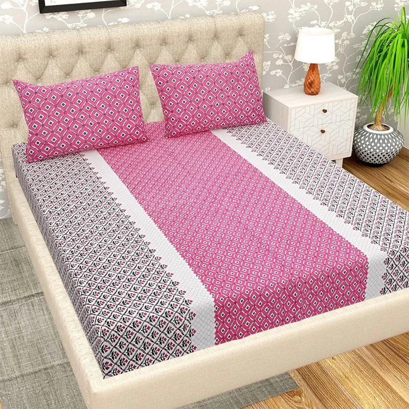 Vida Geometric Bedsheet - Pink