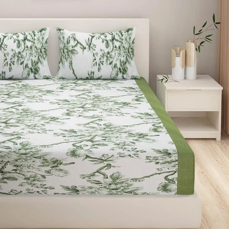 Madhu Floral Bedsheet - Green