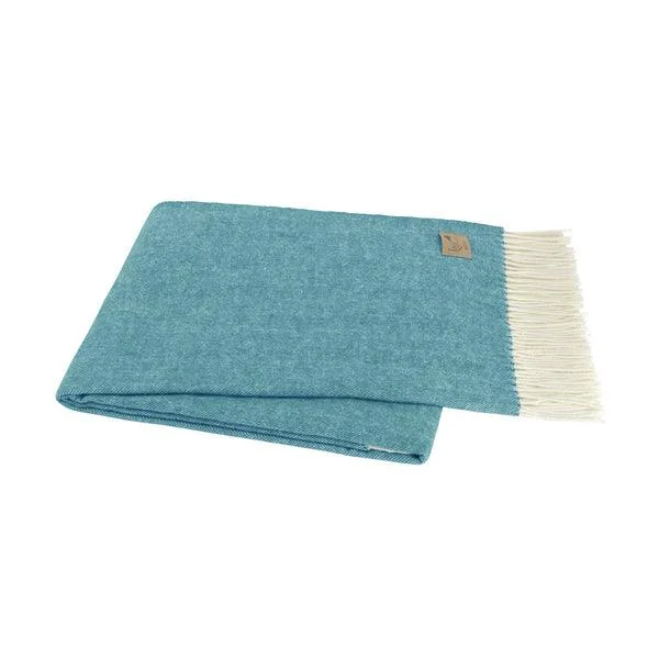 Italian Herringbone Throw Blanket in Teal