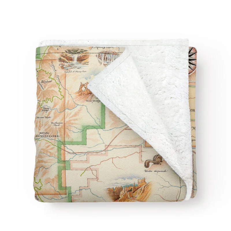 Bryce Canyon National Park Map Fleece Blanket