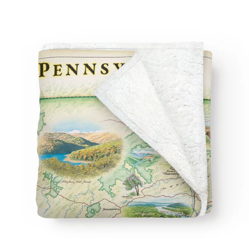 Pennsylvania State Map Fleece Blanket