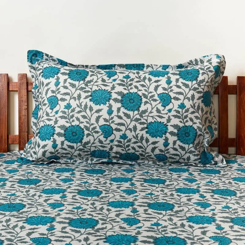 Tanya Ethnic Bedsheet - Blue