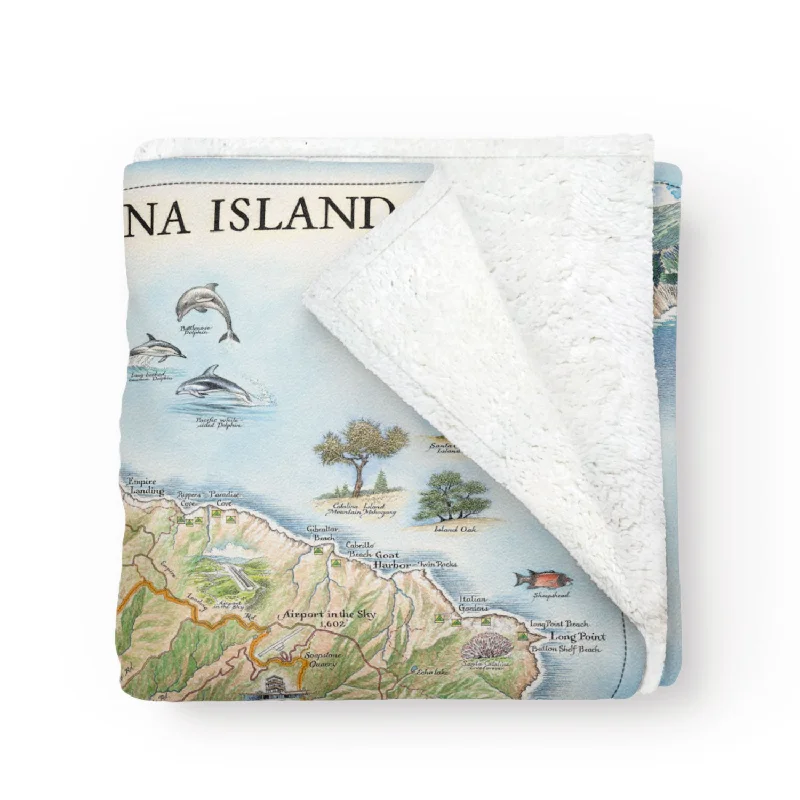 Santa Catalina Island Map Fleece Blanket