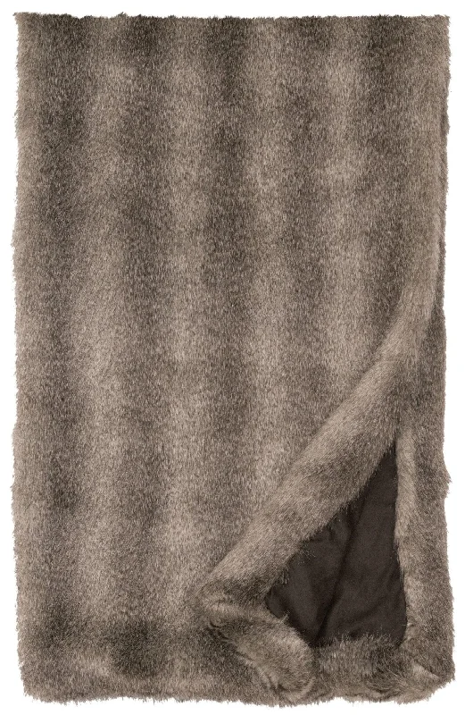 Grey Fox Faux Fur Throw Blanket