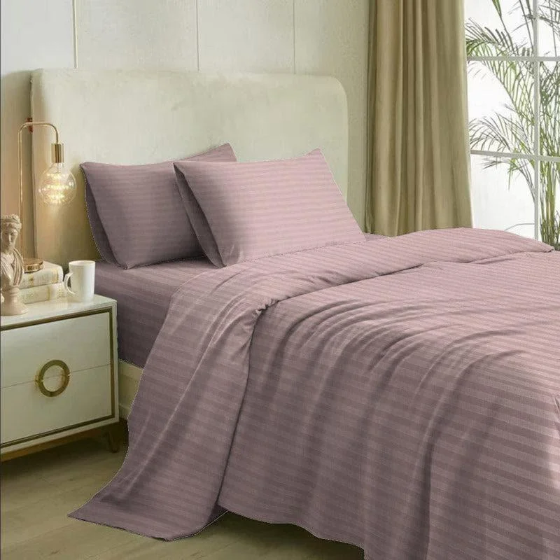 Royal Stripe Bedsheet - Cameo Rose