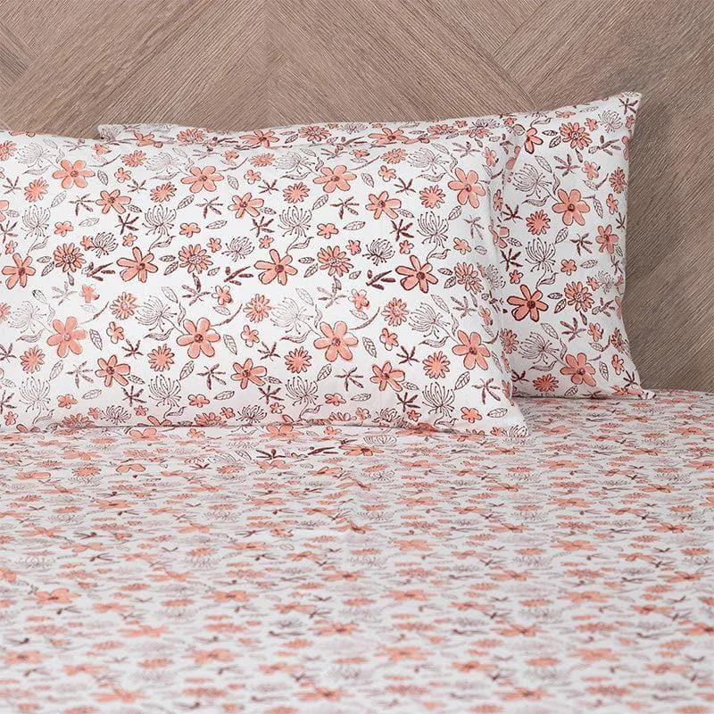 Iris Floral Bedsheet - Orange