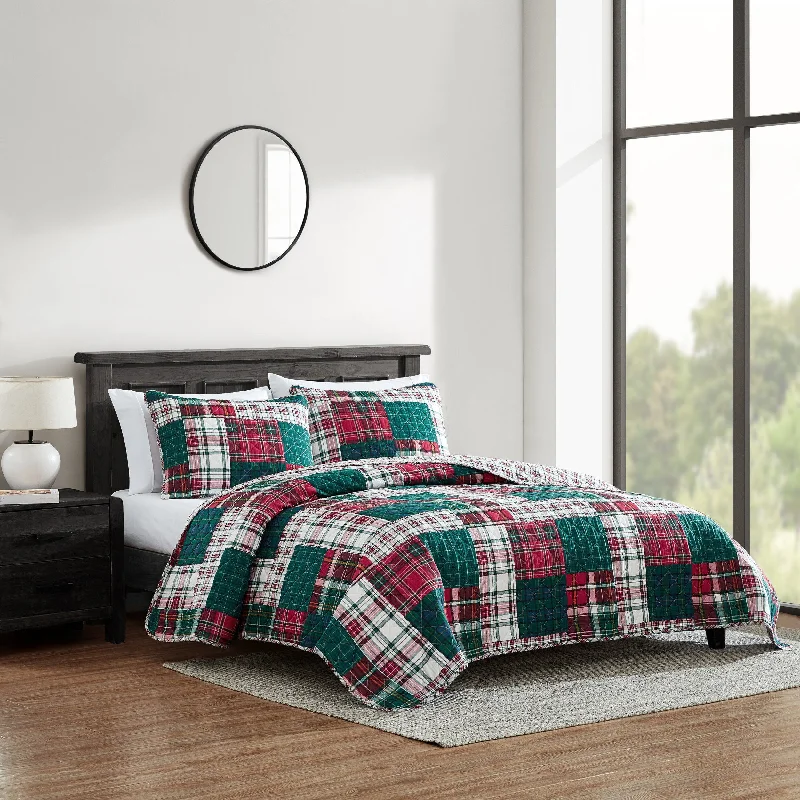 Nautica Emmet Patchwork Red Twin Reversible Quilt & Sham Set