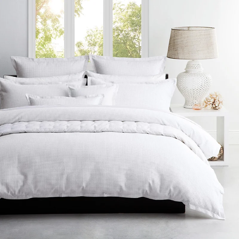 Ascot White Waffle Quilt Cover Set