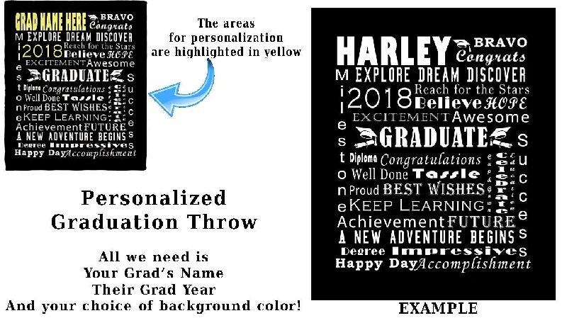 Personalized Graduation Throw Blanket / Tapestry Wall Hanging