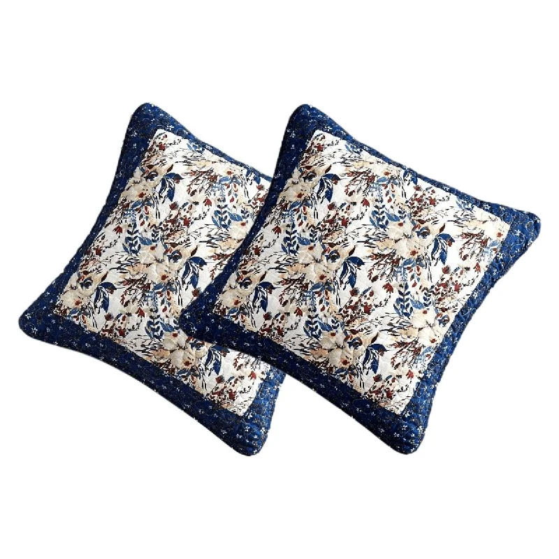 Tache Cotton Patchwork White Blue Yellow Brown Floral Prairie Sunset Cushion Cover 2-Pieces (JHW-887)