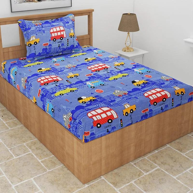 Way To School Kids Bedsheet - Blue