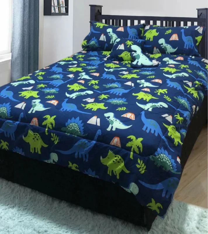 5 Piece Kids Comforter Set Dinosaur