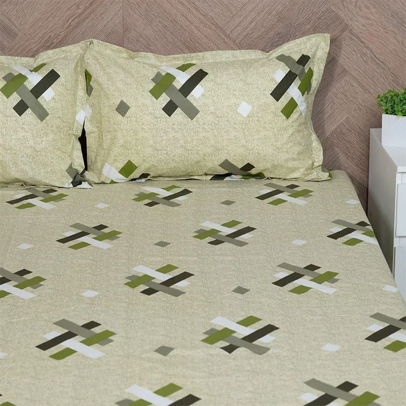 Criss Cross Chrome Bedsheet - Green