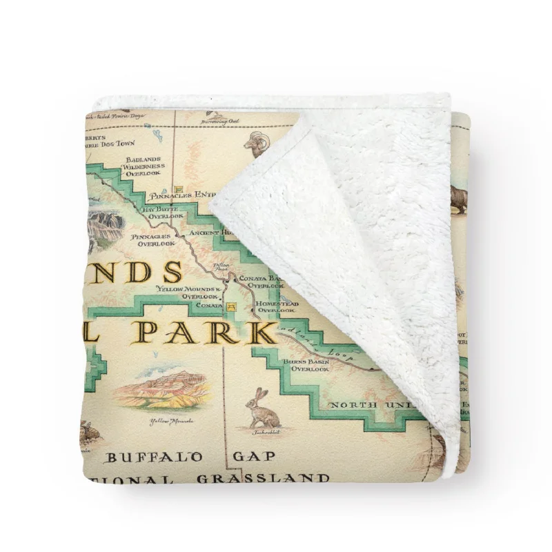 Badlands National Park Map Fleece Blanket