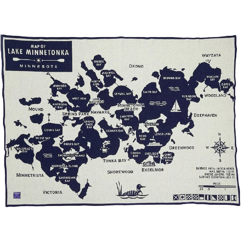 Lake Minnetonka Map Wool Throw