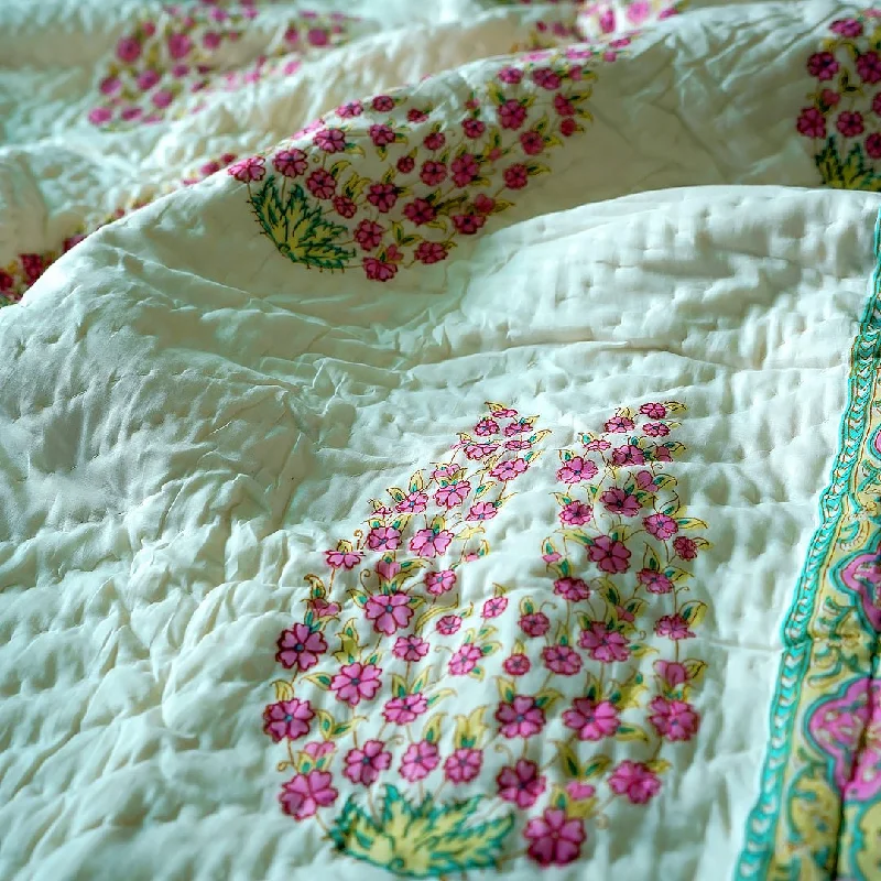 RED FLORAL Single Quilts