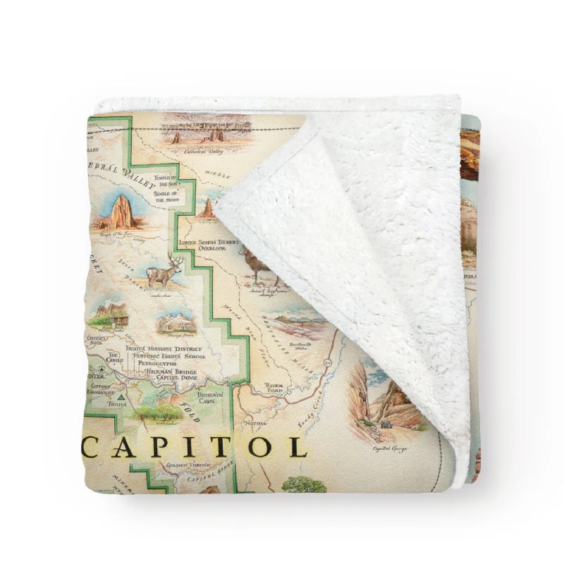 Capitol Reef National Park Map Fleece Blanket