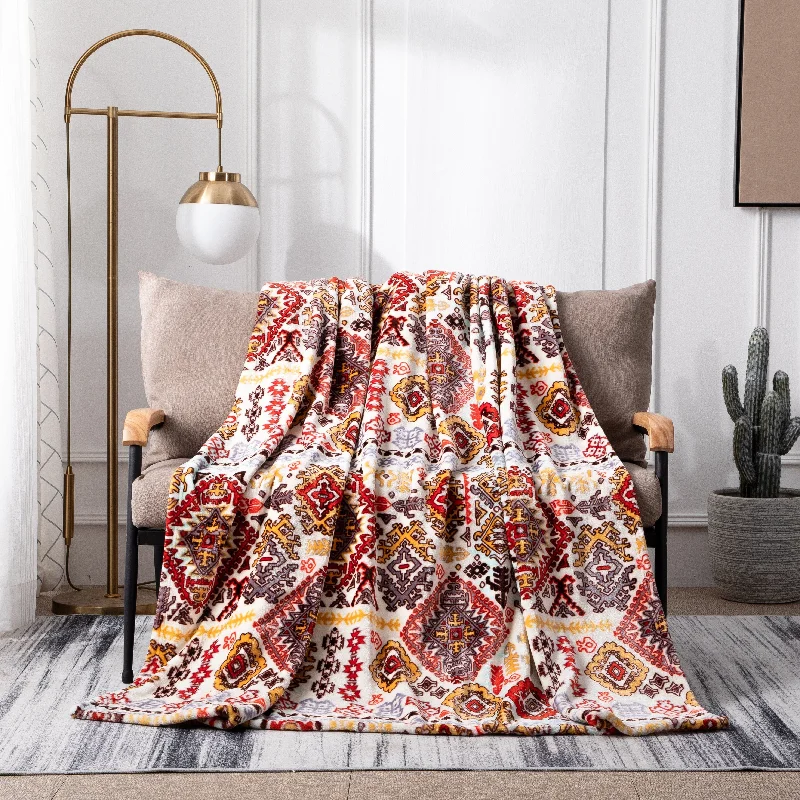 DaDa Bedding Southwestern Havana Geometric Soft Plush Fleece Flannel Throw Blanket (XY1012)