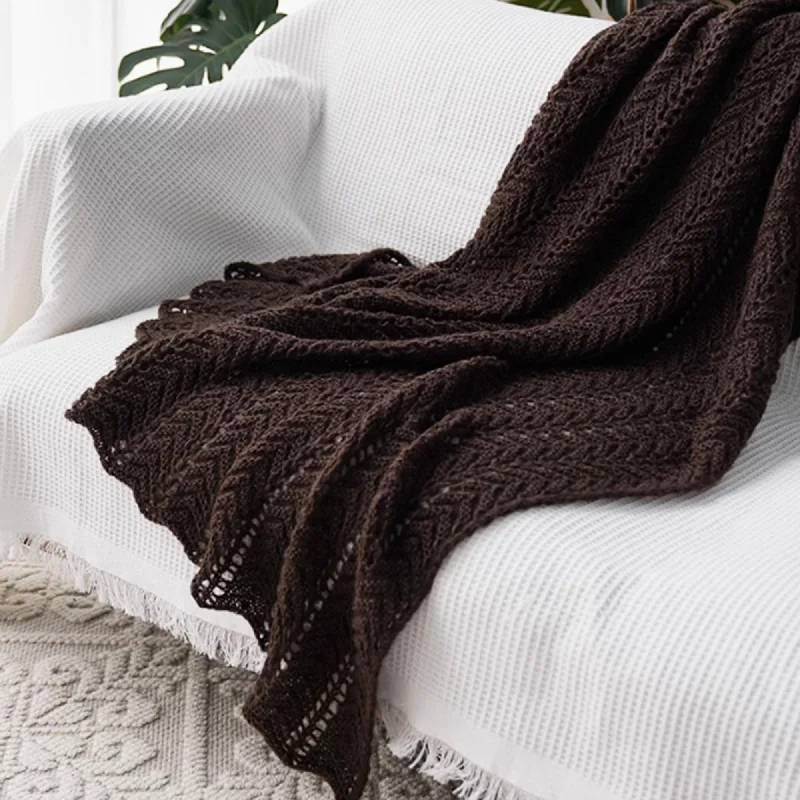 Cozy Chevron Knit Throw Blanket