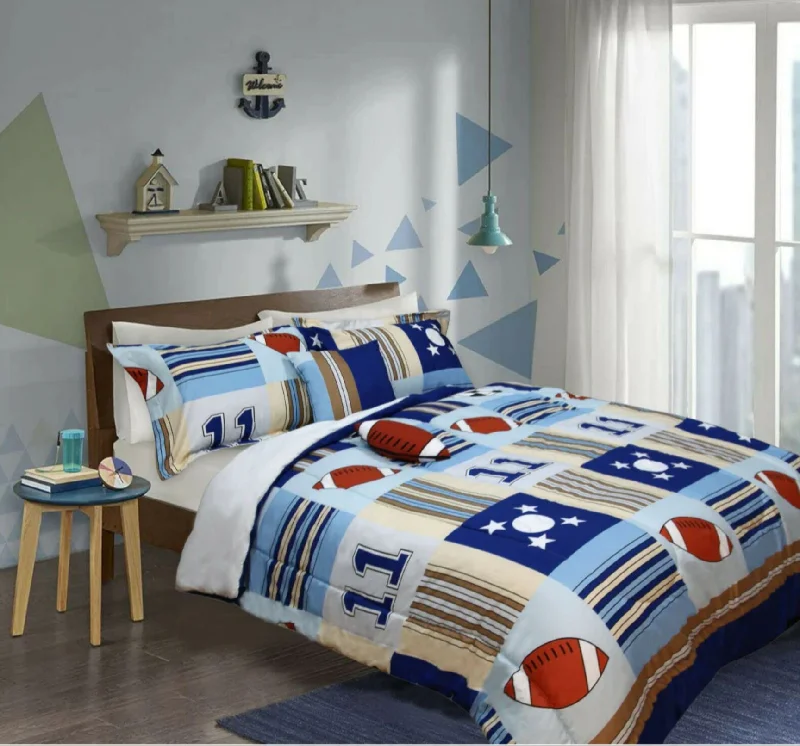 5 Piece Kids Comforter Set Sports