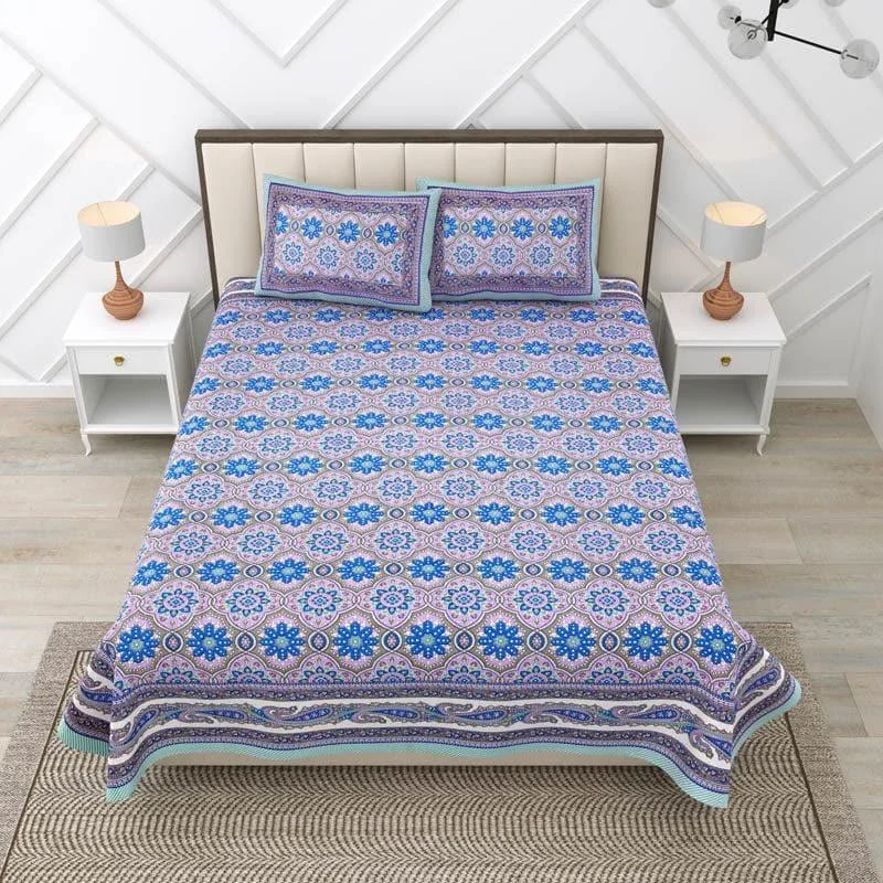 Sakaris Floral Bedsheet - Blue