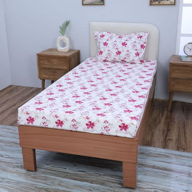 Jumina Floral Printed Bedsheet - Pink