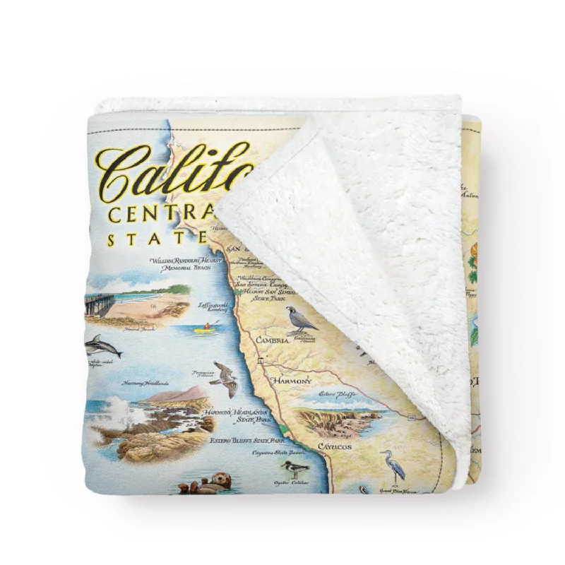 California Central Coast State Park Map Fleece Blanket