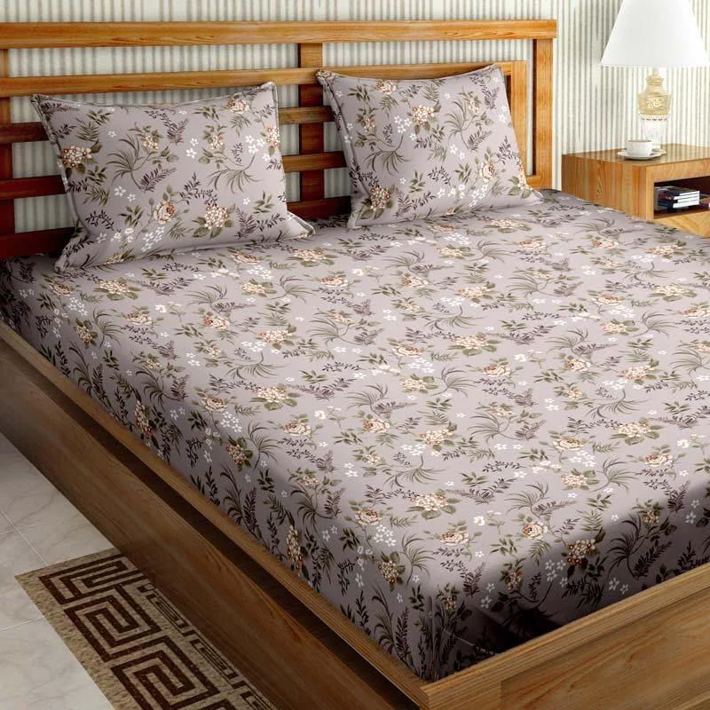 Floral Whisper Bedsheet - Grey