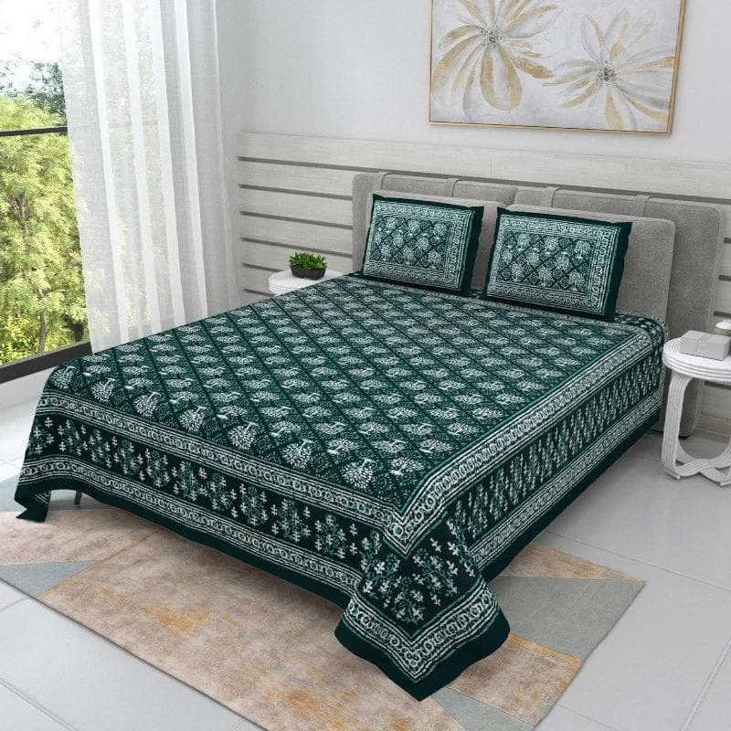 Arushi Printed Bedsheet - Green