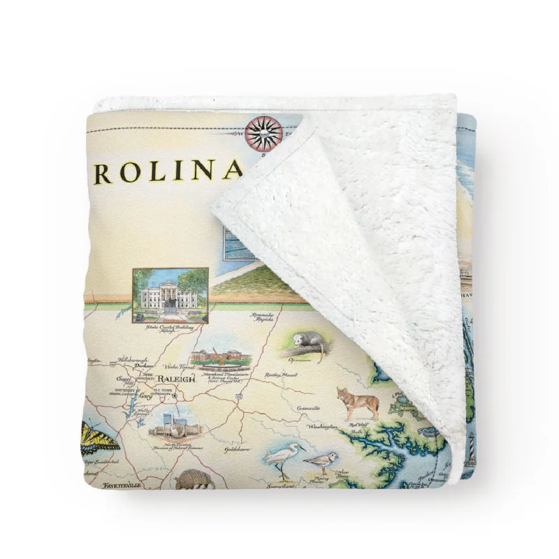 North Carolina State Map Fleece Blanket