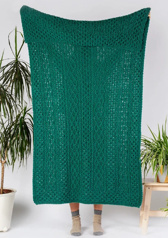 IrelandsEye Cashmere Merino Green Garden Aran Throw