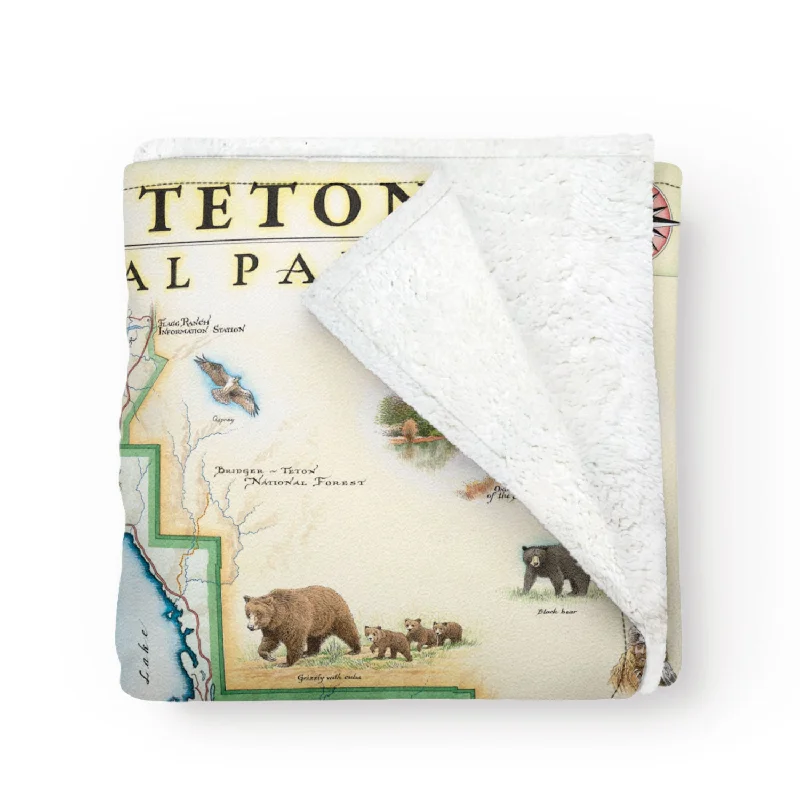 Grand Teton National Park Map Fleece Blanket