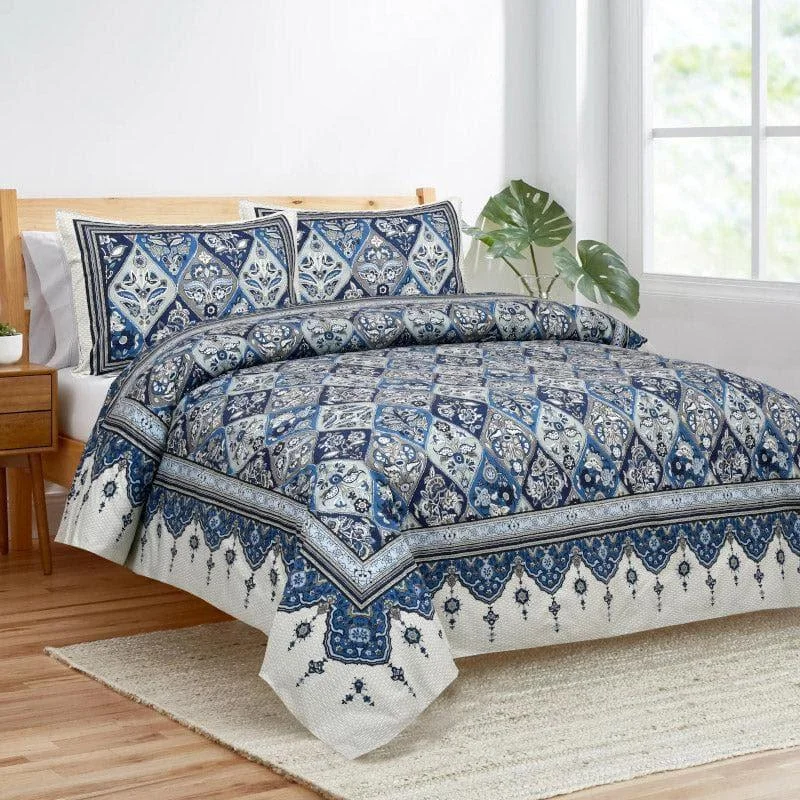 Ethnic Nirmala Bedsheet - Blue