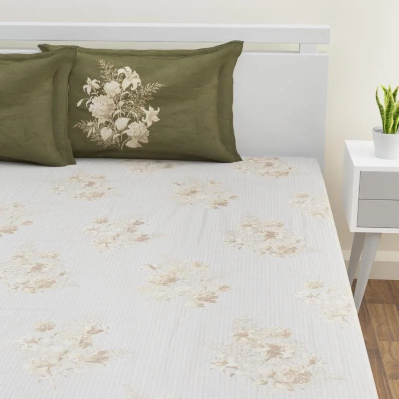 Paridhi Printed Bedsheet - Olive