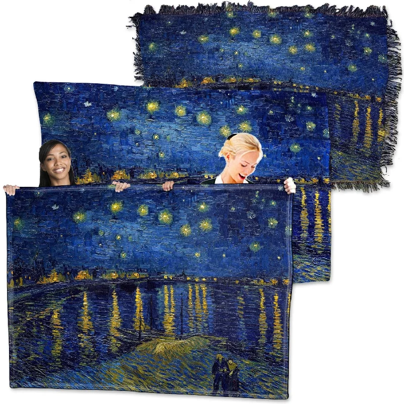 Vincent Van Gogh, Starry Night Over The Rhone - Throw Blanket / Tapestry Wall Hanging