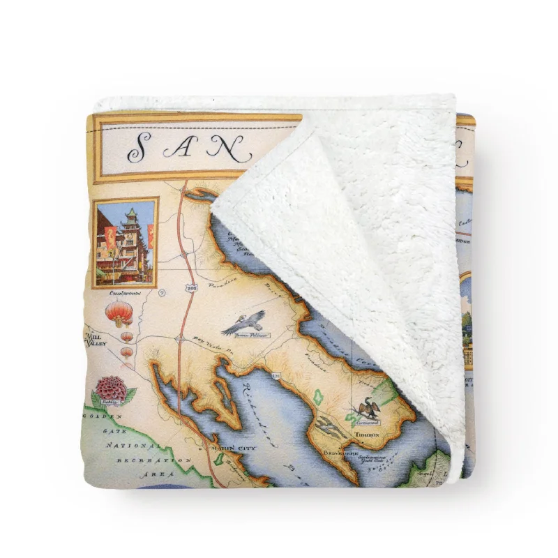 San Francisco Bay Map Fleece Blanket