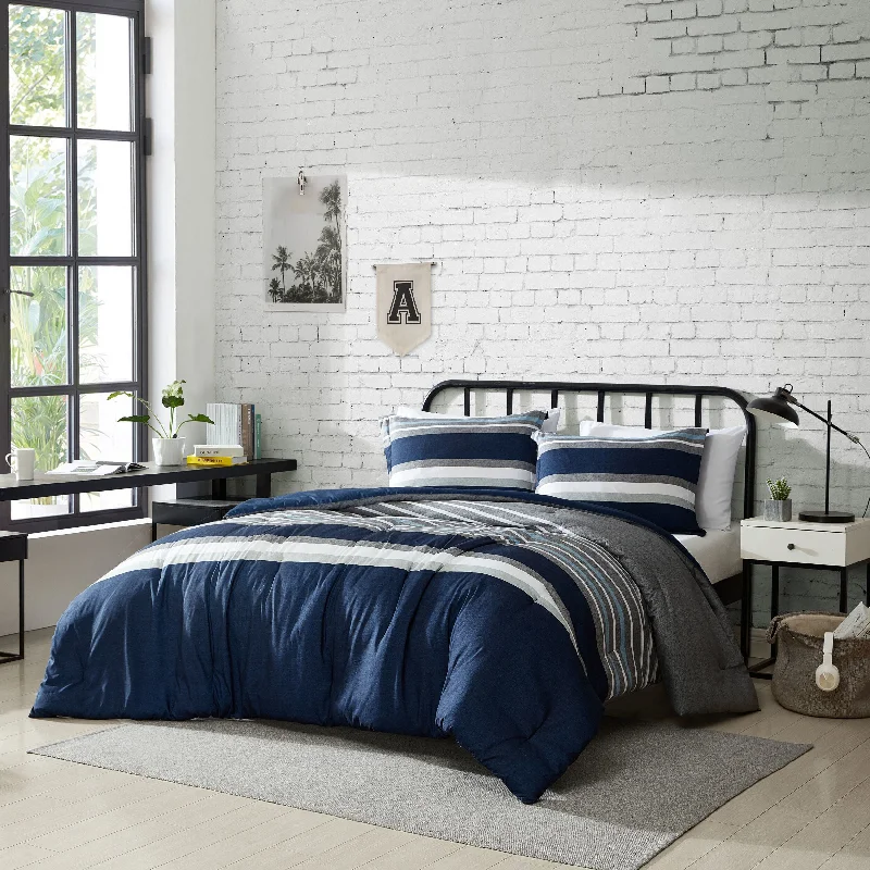 Nautica Heathered Block Grey Full/Queen Comforter Set