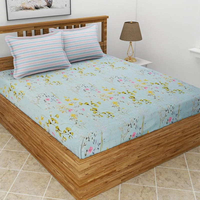 Protea Floral Bedsheet - Sky Blue