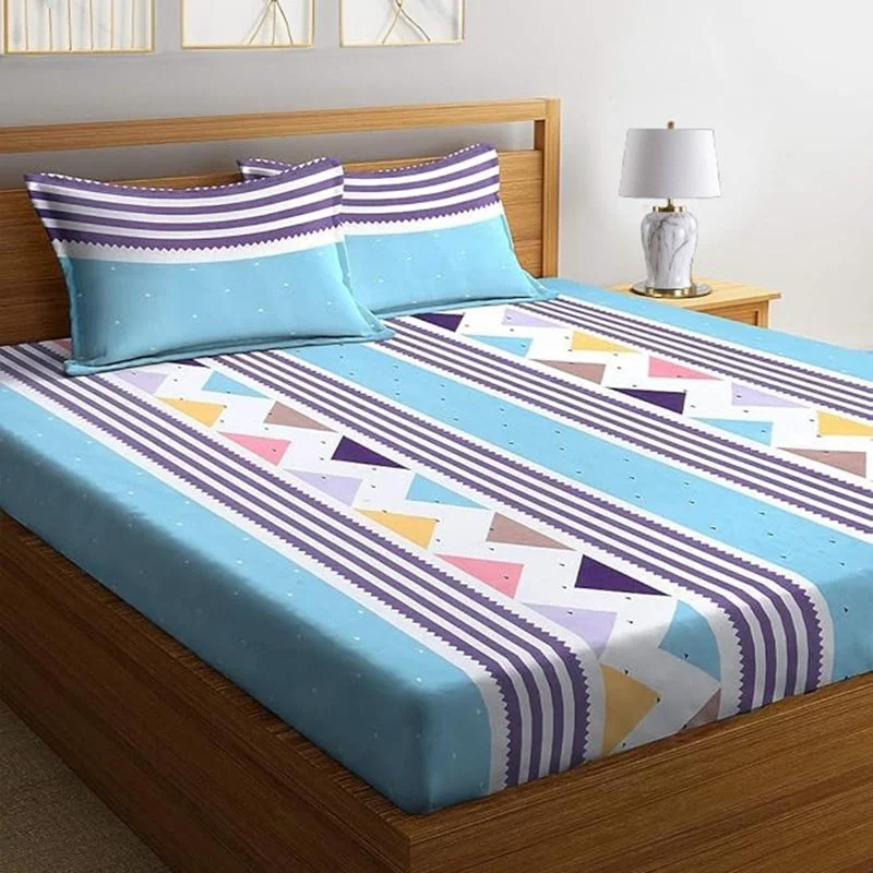 Faye Geometric Bedsheet - Sky Blue