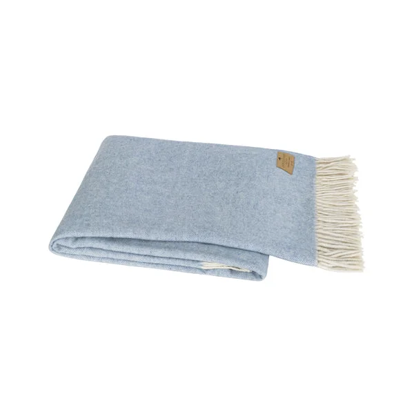 Sky Blue Herringbone Cashmere Throw