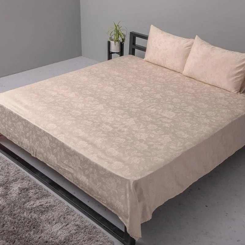 Fruva Floral Bedsheet - Taupe