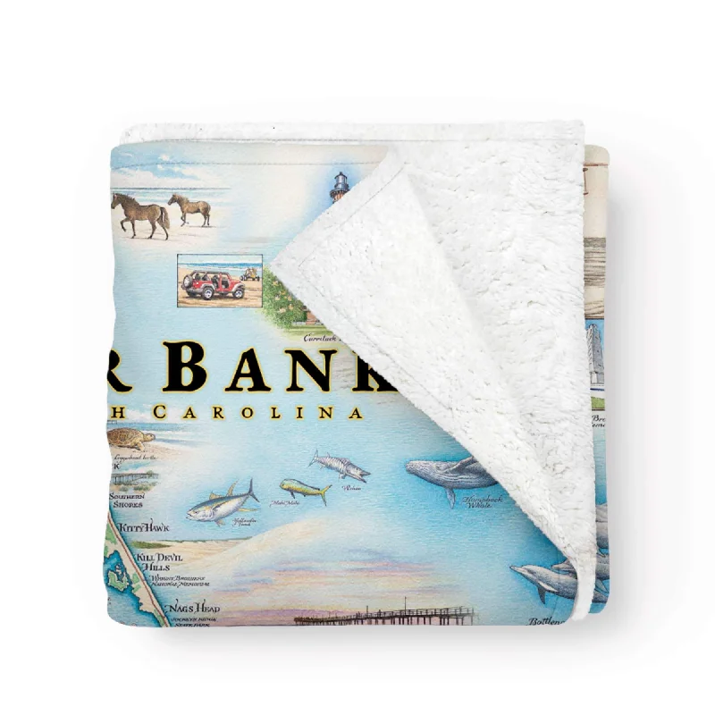 Outer Banks Map Fleece Blanket