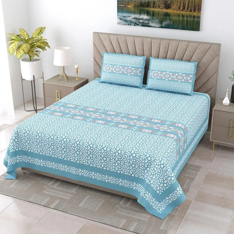 Aamintri Ethnic Bedsheet - Blue