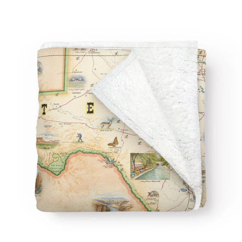 Texas State Map Fleece Blanket