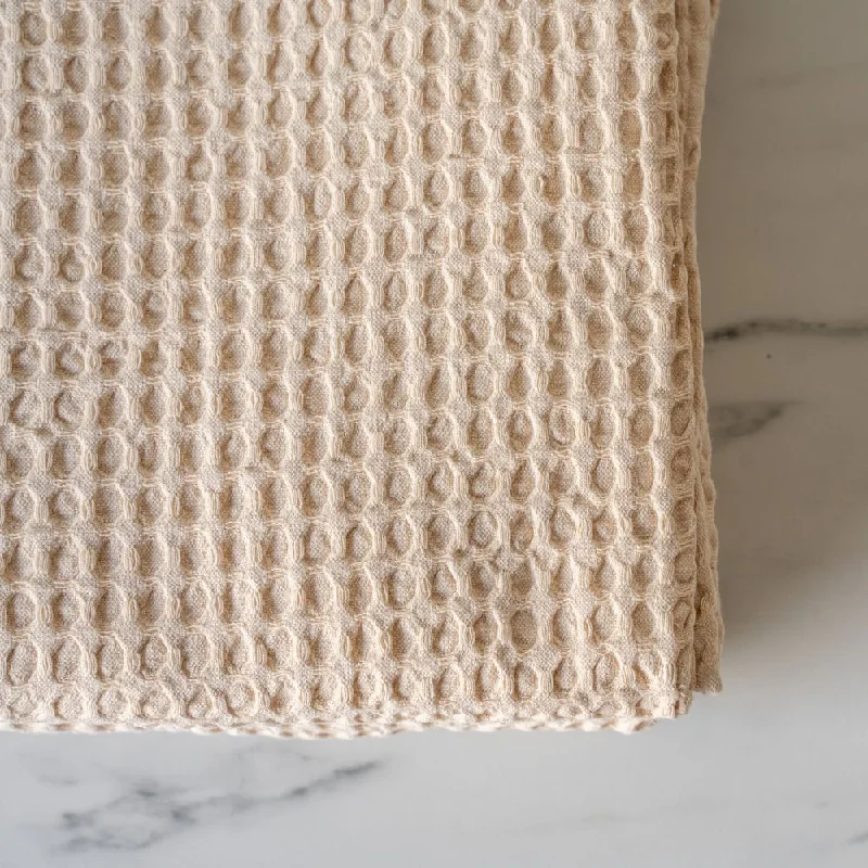 Oatmeal Stonewashed Waffle Throw Blanket