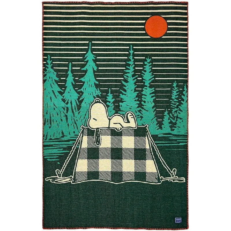 Snoopy Camping Wool Throw Blanket