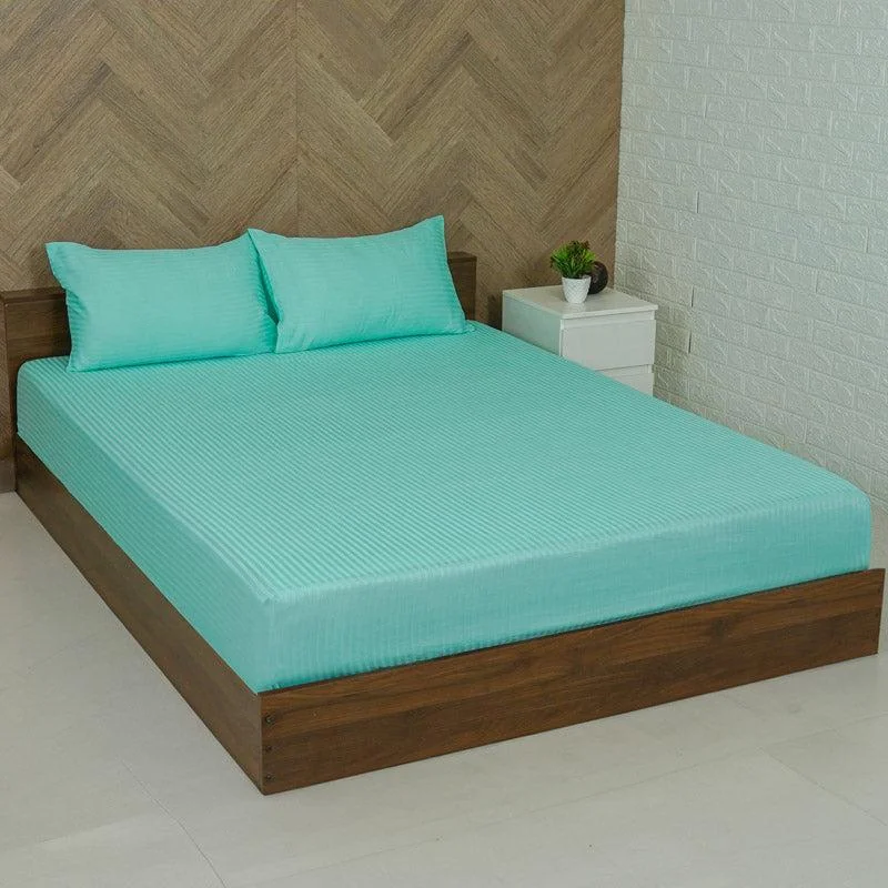 Reposi Striped Bedsheet - Aqua Blue