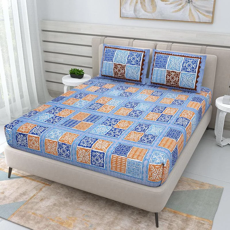 Bida Geometric Bedsheet -Blue