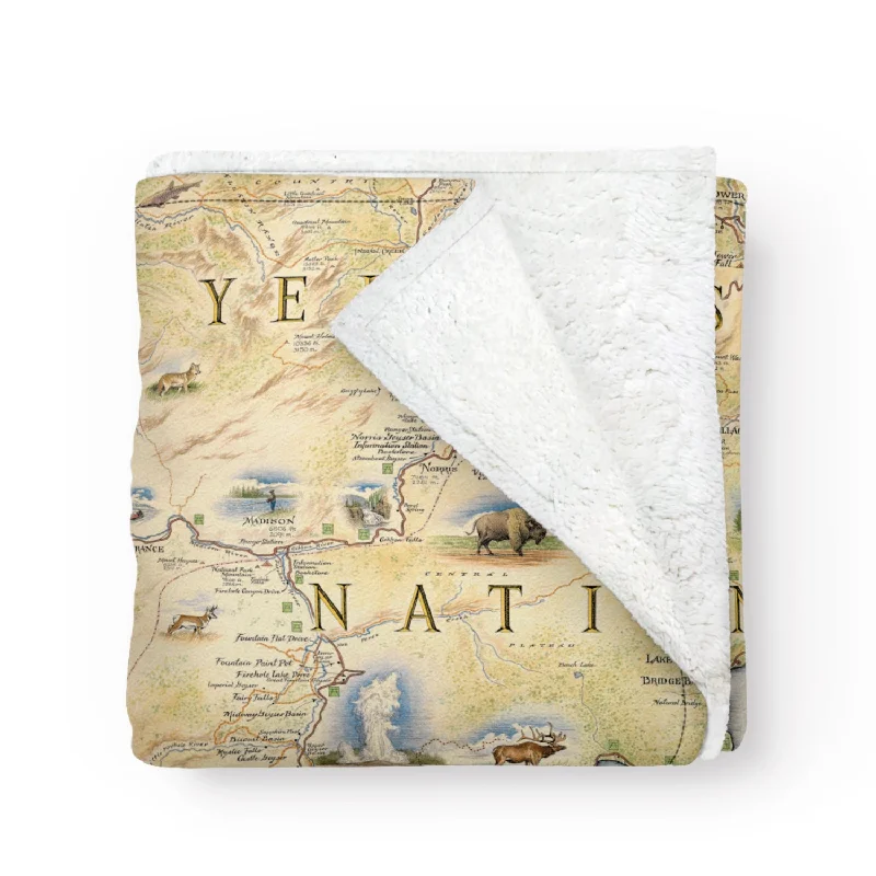 Yellowstone National Park Map Fleece Blanket