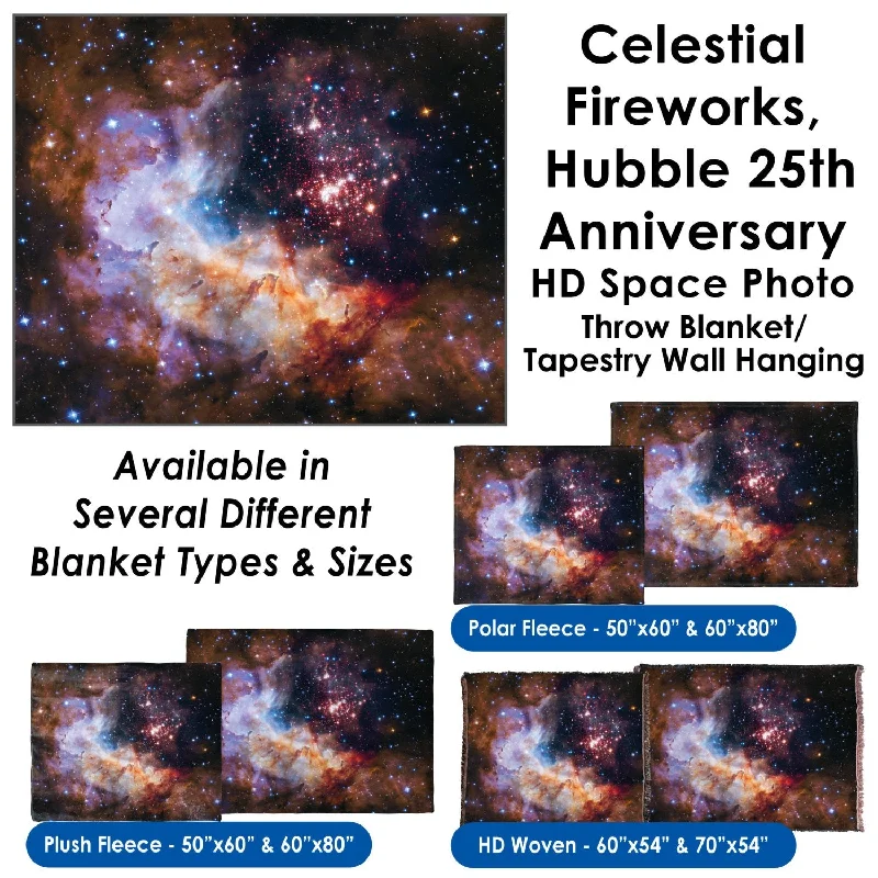 Celestial Fireworks, Hubble 25th Anniversary HD Space Photo - Throw Blanket / Tapestry Wall Hanging